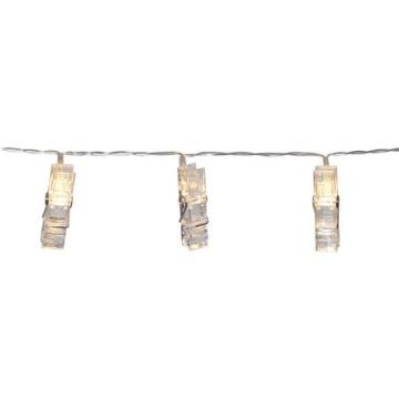 Clippy slynge med klyper, lengde 135 cm, LED (x10) for batteri, med timer (begrenset antall)