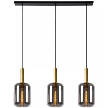 Joanet 3 pendelskinne, lengde 110 cm, Røykfarget glass