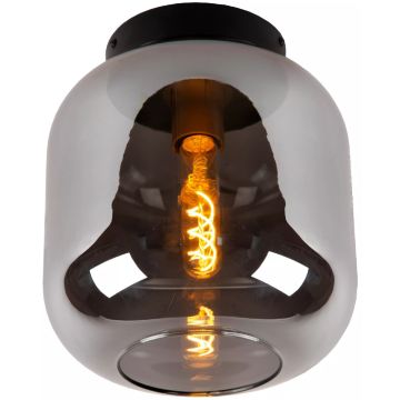 Joanet taklampe, diameter 25 cm, Røykfarget glass