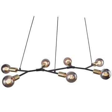 Josefine 7 pendelskinne, lengde 91 cm, Sort / Messingfarget