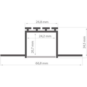 Aluminiumsprofil Kozel (u/avdekning), anodisert, 2 meter, Aluminium