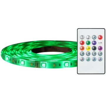 Colour Music LED-strip med plugin-trafo og fjernkontroll, lengde 5 meter, 18W LED 320lm RGB