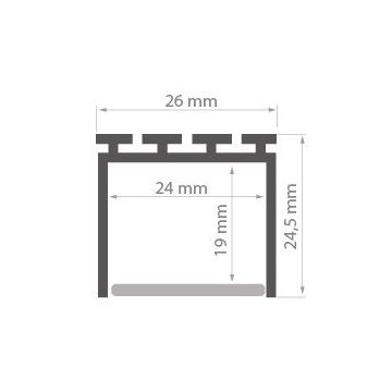 Aluminiumsprofil Lipod, anodisert (u/avdekning), 2 meter, Aluminium