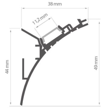 Aluminiumsprofil LIT-L KPL (u/avdekning), anodisert, 2 meter, Aluminium