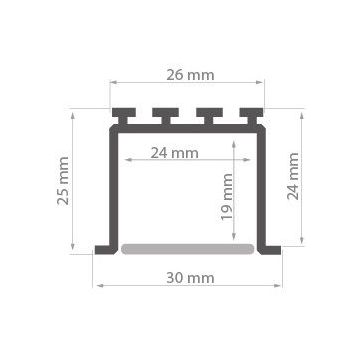 Aluminiumsprofil Lokom (u/avdekning), anodisert, 2 meter, Aluminium