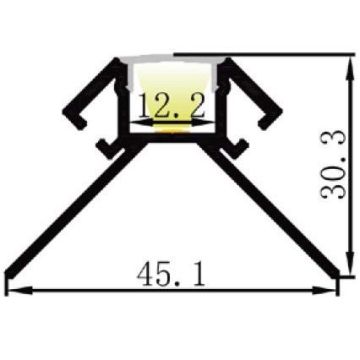 Aluminiumsprofil Lumistar 4242, 2 meter, Aluminium / Frostet avdekning