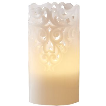 Clary vokslys med lasering 15 cm, for batteri (2xAA), med timer, Hvit