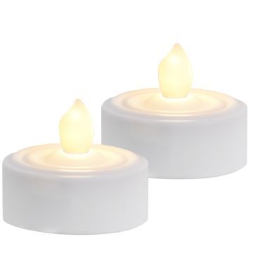 Paulo T-lys 2-pk varmhvit flikker LED for batteri, med timer, Hvit
