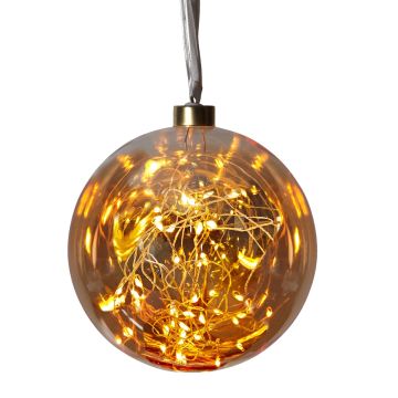 Glow Snow glasskule, diameter 15 cm, LED (x40) varmhvit 1800K, ravfarget