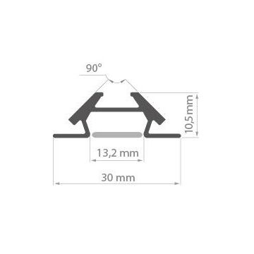 Aluminiumsprofil PAC (u/avdekning), for hjørnemontering, 2 meter