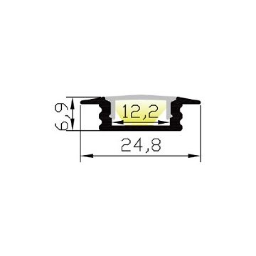 Aluminiumsprofil Primostar, 2 meter, Hvit (RAL9010) / Frostet avdekning