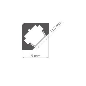 Aluminiumsprofil 45° for hjørnemontering (u/avdekning), anodisert, 2 meter, Aluminium