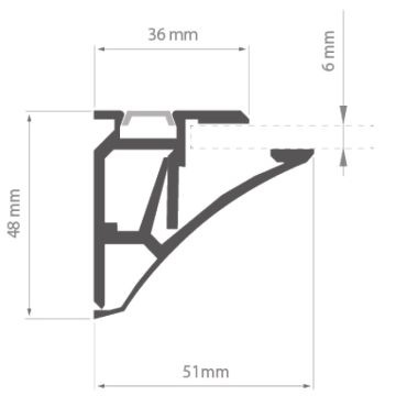 Aluminiumsprofil Pula (u/avdekning), anodisert, 2 meter, Aluminium