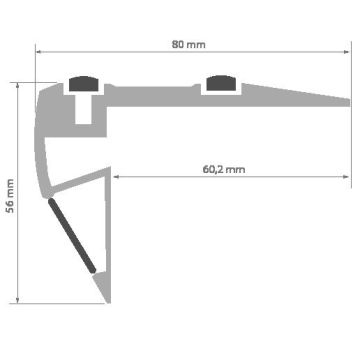 Aluminiumsprofil Stepus (u/avdekning), anodisert, 2 meter, Aluminium