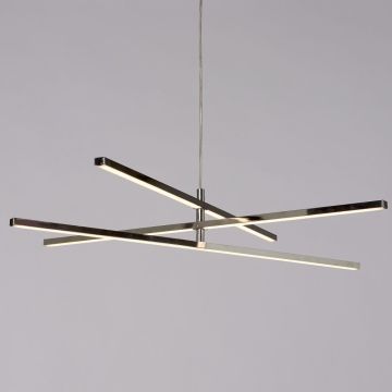 Stick takpendel, diameter 60 cm, dimbar LED, Krom