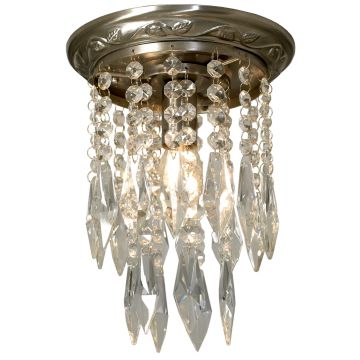 Singö taklampe med prismer, IP21, diameter 19 cm, Børstet nikkel