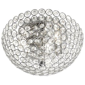 Värmdö taklampe, diameter 30 cm, Krom / Krystall