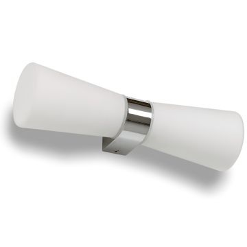 Roxen Duo vegglampe IP44, Bredde 29 cm, Krom