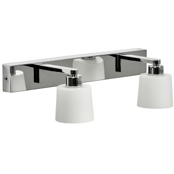 Ulvö 2 vegglampe IP44, bredde 40 cm, Krom