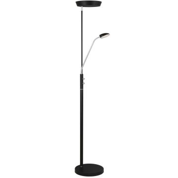Vegas gulvlampe med Uplight, dimbar 20W+7W LED 3000K, Sort/Krom