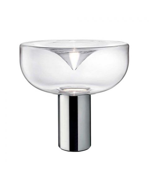 Aella Mini 30 T bordlampe, 2700K 650lm, med dimmer, høyde 28 cm, Krom/klart glass