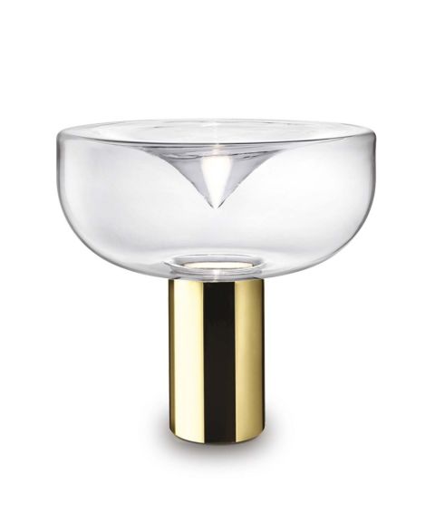 Aella 1968 bordlampe, 3000K 2300lm, med dimmer, høyde 50 cm, Gullfarget/klart glass