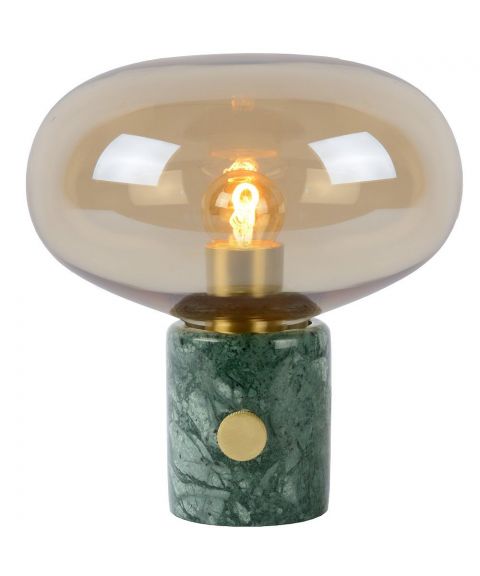 Charlize bordlampe, høyde 24 cm, i marmor og glass, Grønn/Rav