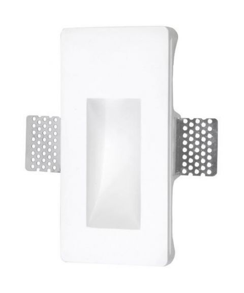 Secret innfelt vegglampe, 1W LED, Smal modell, Hvit gips