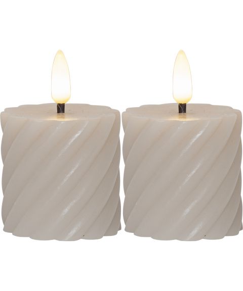 Flamme Swirl 7,5 cm kubbelys 2-pk, Beige