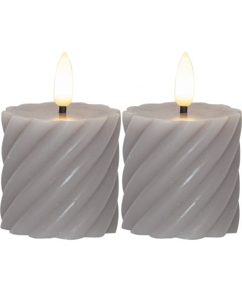 Flamme Swirl 7,5 cm kubbelys 2-pk, Grå