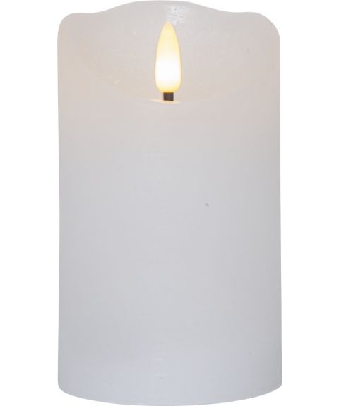 Flamme Rustic 12 cm kubbelys, Hvit