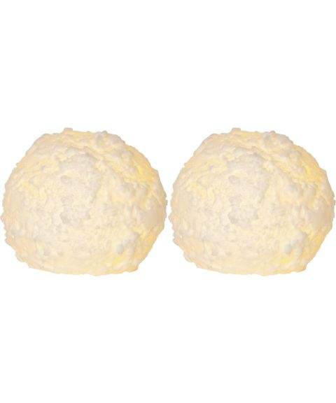 Snowball candle, høyde 8 cm, pakke med 2, for batteri, med timer, Hvit