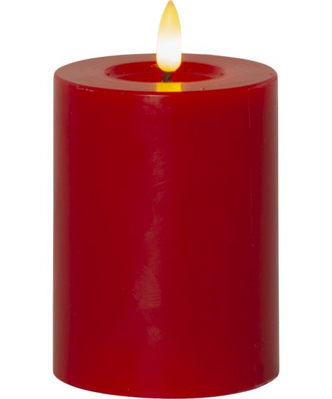 Flamme Flow kubbelys, høyde 12 cm, for batteri, med timer, Rød