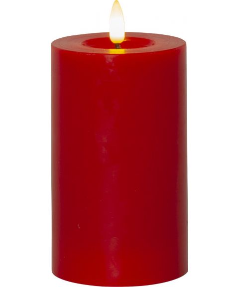 Flamme Flow kubbelys, høyde 15 cm, for batteri, med timer, Rød
