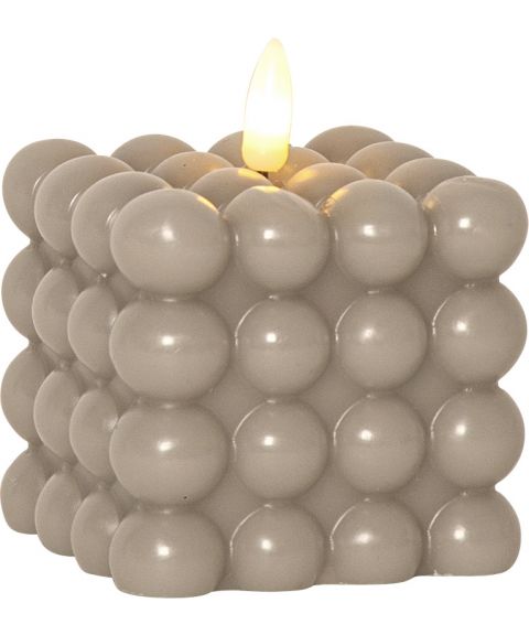 Dot Flamme kubbelys, høyde 9 cm, for batteri, med timer, Beige