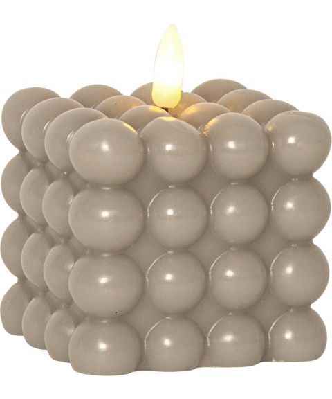 Dot Flamme kubbelys, høyde 9 cm, for batteri, med timer, Beige