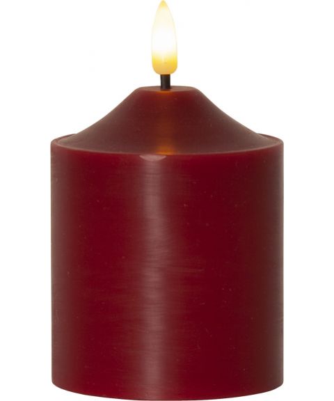 Flamme kubbelys, høyde 12 cm, for batteri, med timer, Rød