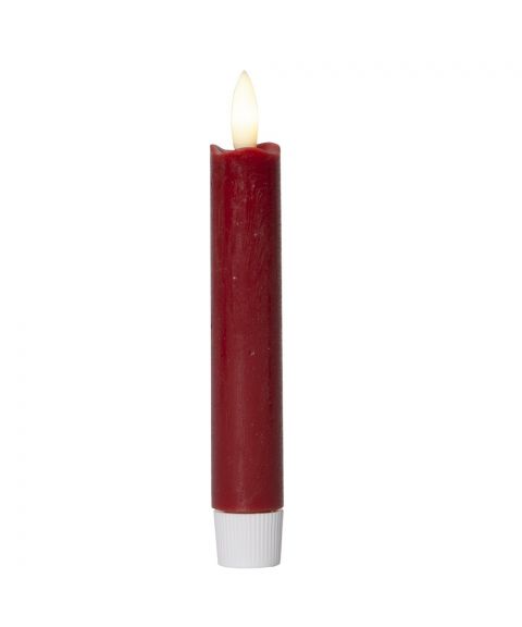 Flamme kronelys, høyde 15 cm, for batteri (AA), med timer, 2-pk, Rød