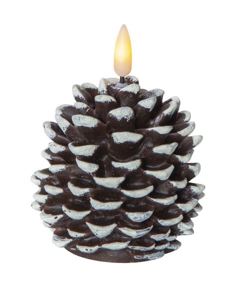 Flamme Kongle, høyde 13 cm, for batteri, med timer, Sølv