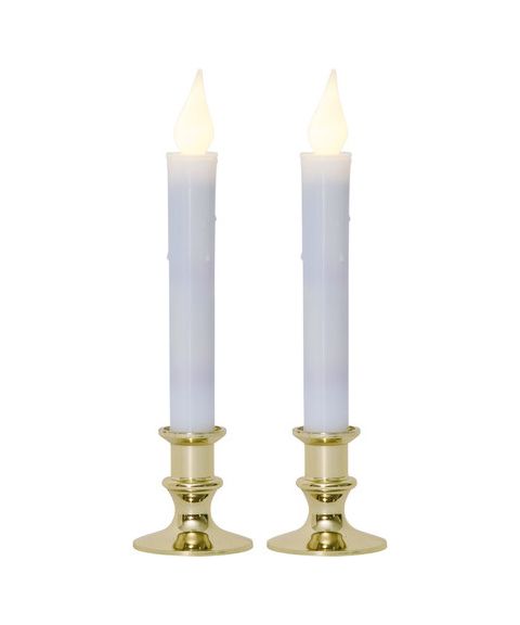 Mette Kronlys i stake 2-Pk, LED med Timer, høyde 23 cm, Messingfarget