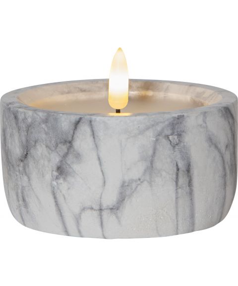 Flamme Marble kubbelys, høyde 7 cm, for batteri, med timer