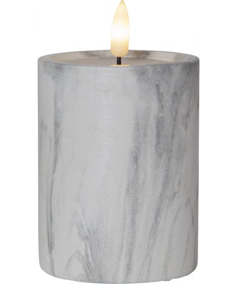 Flamme Marble kubbelys, høyde 12 cm, for batteri, med timer