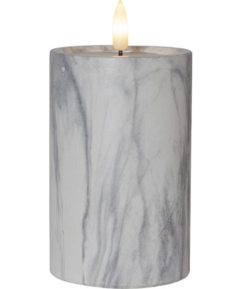 Flamme Marble kubbelys, høyde 15 cm, for batteri, med timer