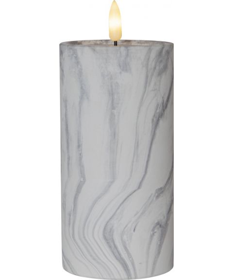 Flamme Marble kubbelys, høyde 17 cm, for batteri, med timer