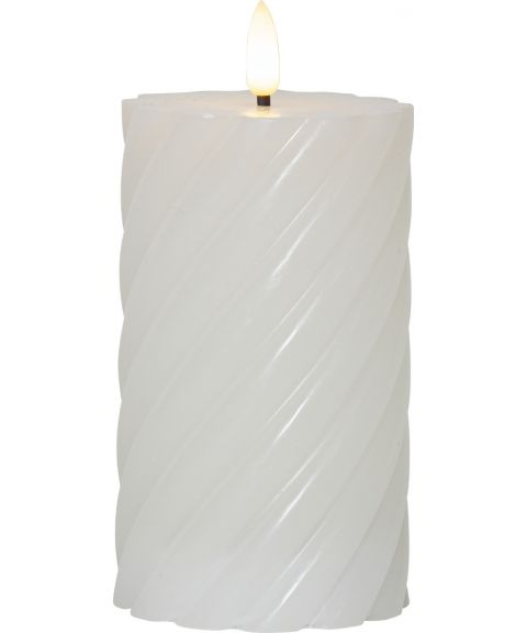 Flamme Swirl block kubbelys, høyde 15 cm, for batteri, med timer, Hvit