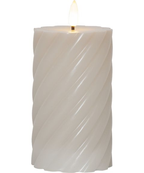 Flamme Swirl block kubbelys, høyde 15 cm, for batteri, med timer, Beige