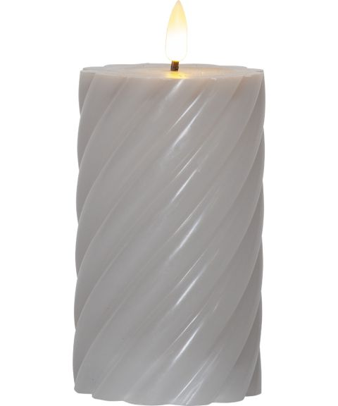 Flamme Swirl block kubbelys, høyde 15 cm, for batteri, med timer, Grå