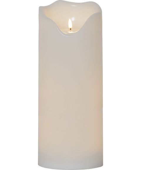 Flamme Grande plast kubbelys, høyde 40 cm, for batteri, med timer, Hvit