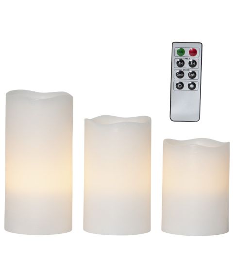 May kubbelys 3-pk 10/12,5/15 cm med fjernkontroll, Hvit