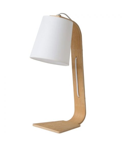 Nordic bordlampe, høyde 48 cm, Tre/Hvit lampeskjerm